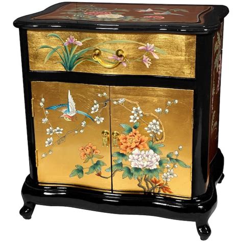 Oriental Furniture Birds And Flowers Gold End Table Lcq Et Ha2019 The