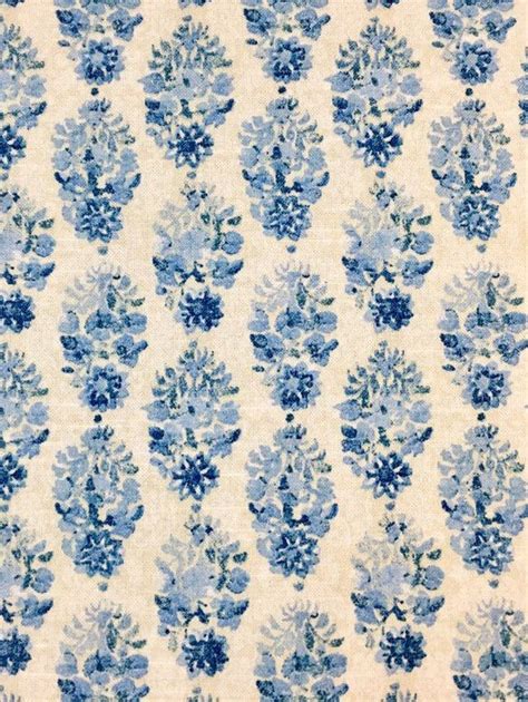 P Kaufmann Blue Block Print Fabric By The Yard Floral Fabric