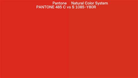 Pantone 485 C Vs Natural Color System S 1085 Y80r Side By Side Comparison