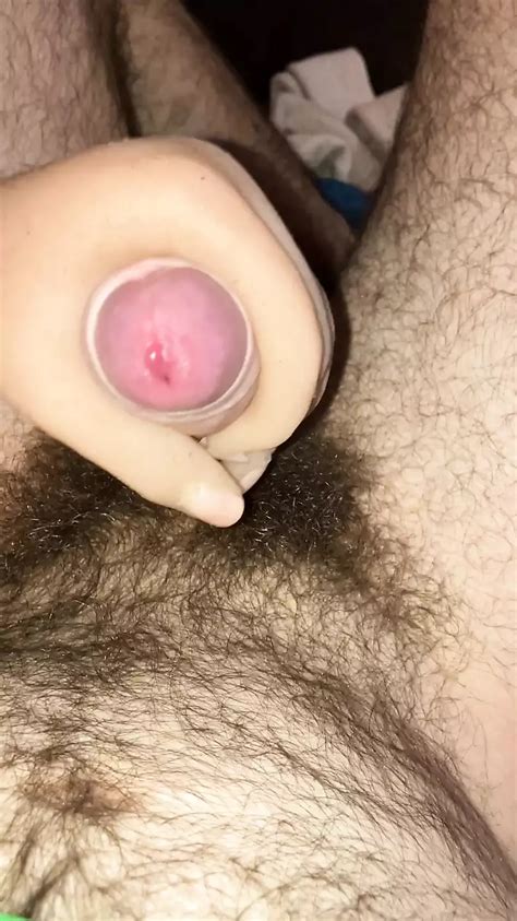 Very Hairy Uncut Dick Jerks Off With Sex Doll Hand To A Light Cumshot