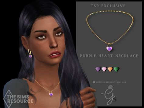 Purple Heart Necklace By Glitterberryfly Best Sims Mods