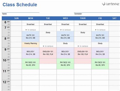 High School Schedule Template Beautiful Weekly Class Schedule Template