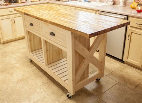 Furniture With Wheels Hidden Double Kitchen Island With Butcher Block