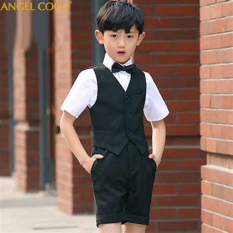 Fashion Short Black Baby Boys Suit Kids Blazers Boy Suit For Weddings