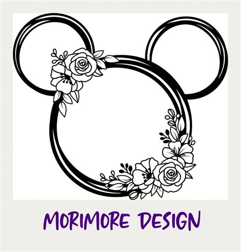 Mickey head with floral pattern inside. Mickey Floral SvgMickey Wreath Svg Mickey Minnie Head | Etsy
