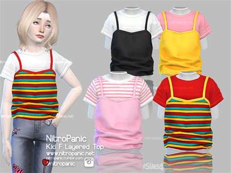Kid F Layered Top Sims 4 Toddler Sims 4 Cc Kids Clothing Sims 4