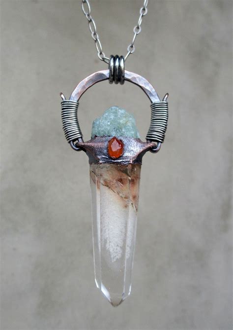 Tribal Amulet With Clear Quartz Inclusion Wand Aquamarine Etsy