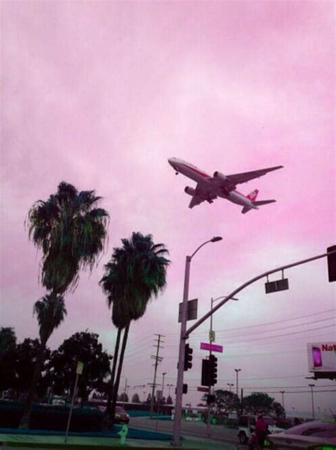 Planes Descending To Airport Travel Aesthetic Pink Sky Pink Aesthetic
