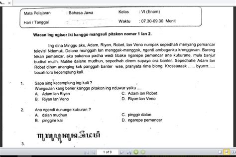 Soal Uas Bahasa Jawa Kelas 7 Semester 2 Kurikulum 2013 Dan Kunci Jawaban