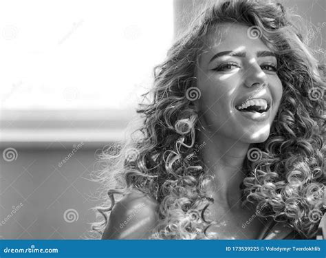 Blonde Model With Hairstyle Beautiful Woman With Curly Hair Stock Image Image Of Cheery
