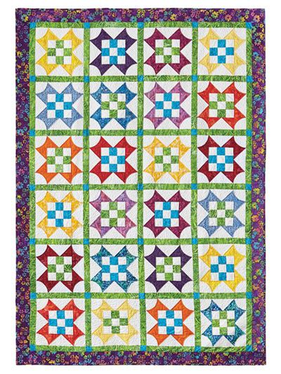Exclusively Annies Quilt Designs Nine Patch Star Flower Quilt Pattern