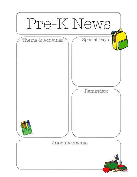 Pre K Newsletter Template The Crafty Teacher