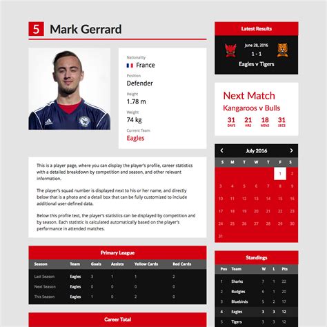 Soccer Player Profile Template