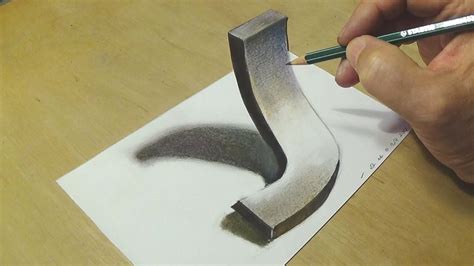 110lb cardstock, grey bic marking pen, black sharpie. Very Easy - Drawing 3D Letter J - Trick Art with Charcoal ...