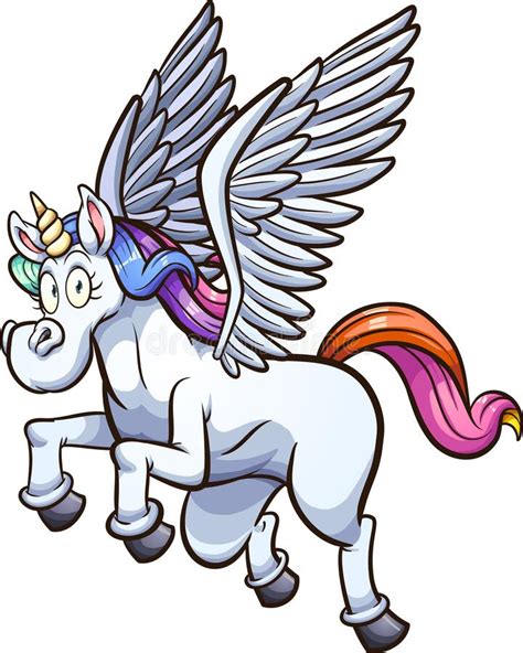 Flying Cartoon Colorful Pegasus Unicorn Stock Vector Illustration Of