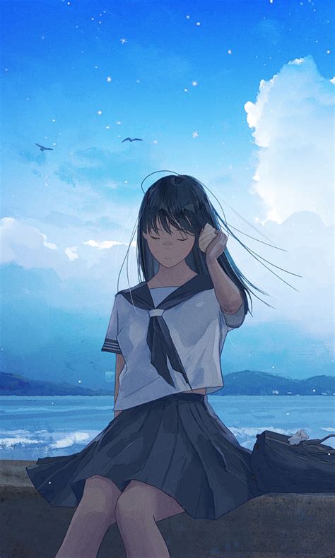 768x1280 Sad Anime Girl Walking 768x1280 Resolution Wallpaper Hd Anime
