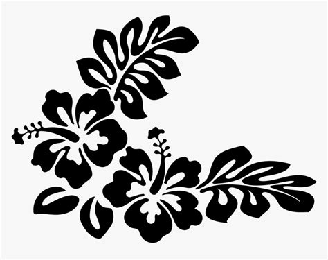 Hawaiian Flower Clip Art Design Black And White Hd Png Download