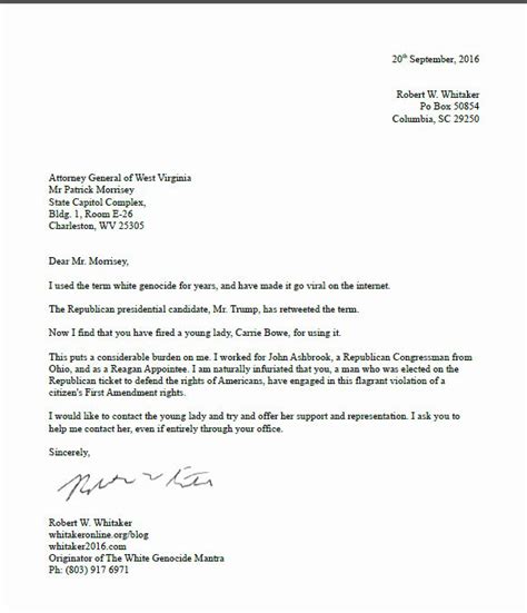 Encourage students to share their ideas on what the president should set as goals for his term in. Letter Of Representation Sample attorney Best Of Bob Whitaker for President Open Letter to Mr ...