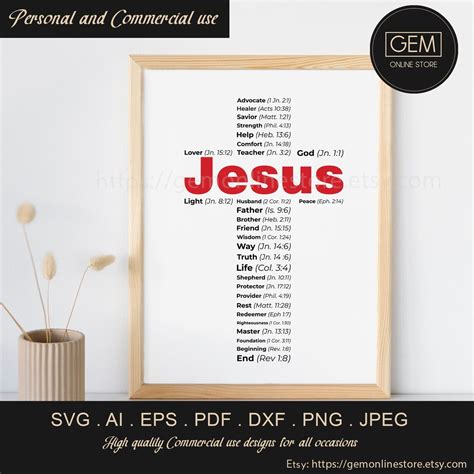 Names Of Jesus Wall Art Digital Cross Names Of Jesus Svg Christian Wall