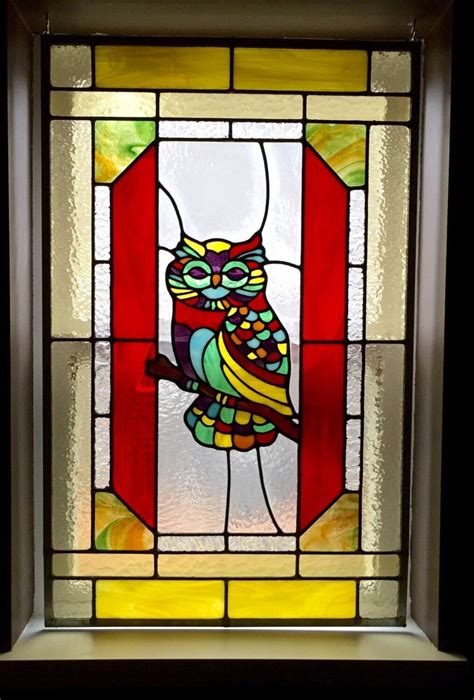Owl Stained Glass Window Panel Stained Glass Studio Stained Glass
