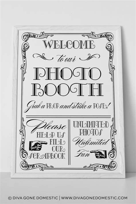 Instant Download Printable Vintage Photo Booth Sign 8x10 Diy Digital