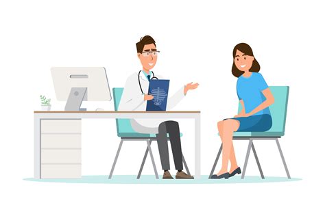 Download Medical Concept Doctor With Woman Patient In Flat Cartoon On