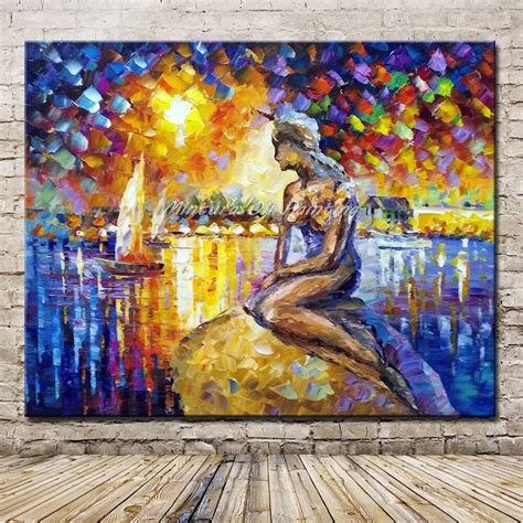 Mintura Art Hand Painted Abstract Knife Naked Girl Oil Painting On