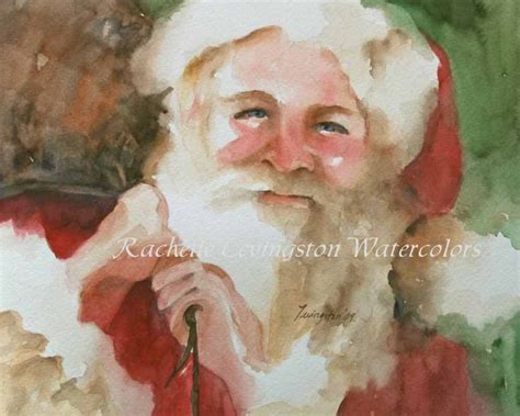 Atc Watercolor Painting Portrait Painting Santa Painting Christmas