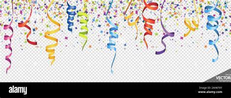 Illustration Of Seamless Colored Confetti And Streamers Background For
