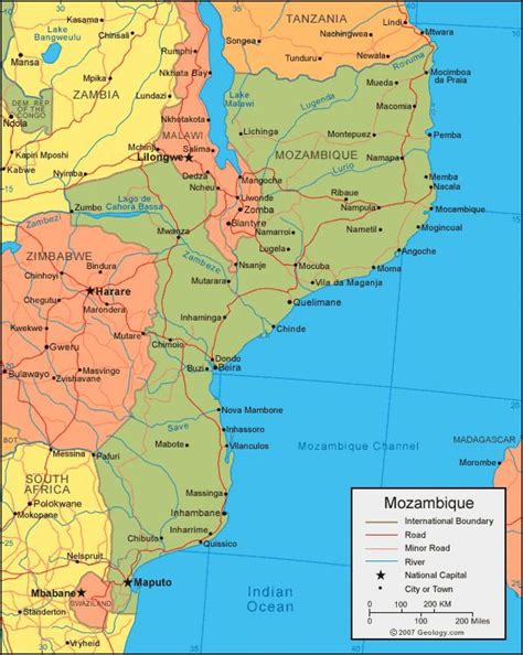 Map Of Mozambique Coast Map Of Mozambique Coastline Eastern Africa
