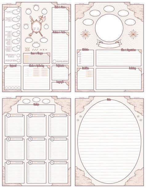 Blank Printable Character Sheets For Use In Dnd 5th Edition Or Similar