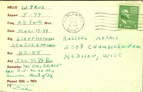 Vtg Ham Radio Cb Amateur Qsl Qso Card Postcard Guam W1rdgkg6 Marianas 1949 Ebay