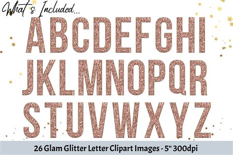 26 Rose Gold Glam Glitter Alphabet Glitter Letters With Gold Etsy