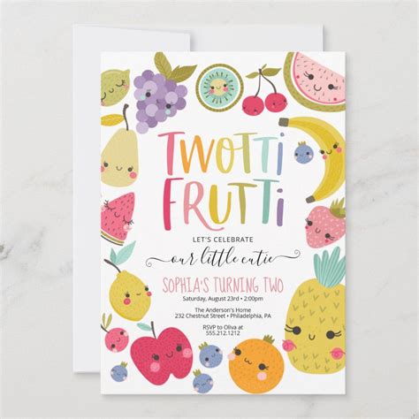 Twotti Frutti Second Birthday Party Invitation Zazzle 2nd Birthday