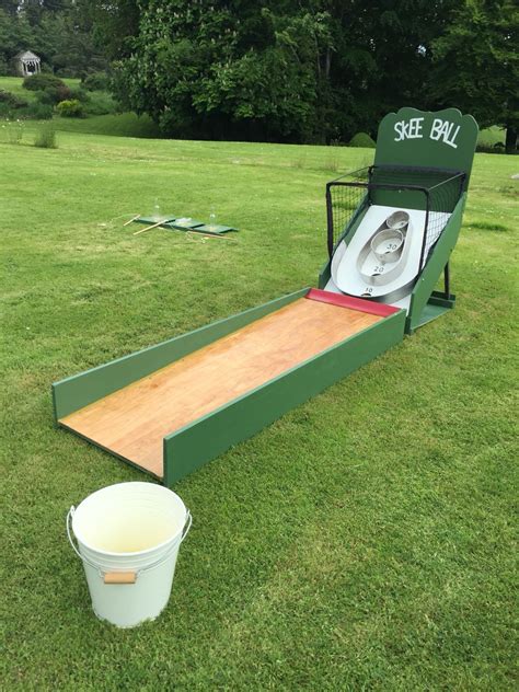 You may also wish to paint a stick to serve as a throw line and tennis balls to coordinate. Tilly's skee ball game for hire. | Backyard games, Backyard fun, Yard games