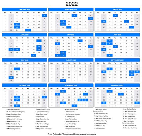 Printable Calendar 2022 Vertical Fadfuel
