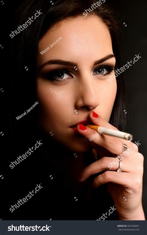 Woman Smoking Cigarette Stock Photo 266756051 Shutterstock