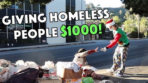 Giving Homeless People 1000 For Christmas Emotional Youtube
