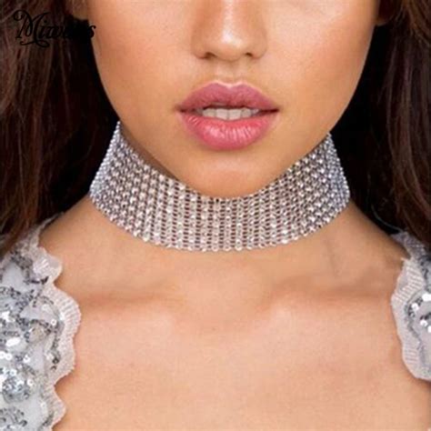 Miwens Fashion Rhinestone Crystal Choker Necklace Women Neck