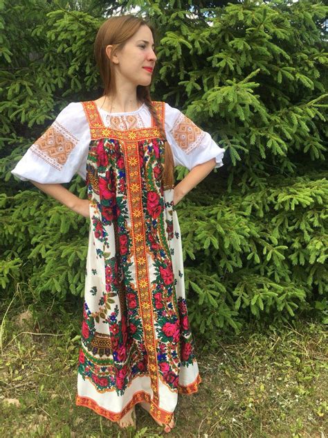 russian traditional slavic dress sarafan from pavlovo posad etsy