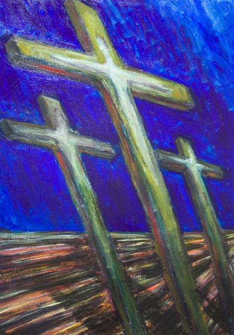 The Three Crosses Jesus Crucifixion Dramatic Abstract Scene Painting