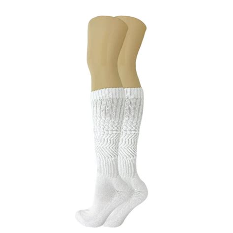 White Slouch Socks For Women All Cotton 3 Pair Shoe Size 5 10