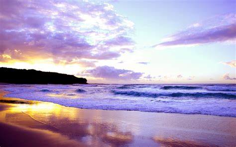 Landscape Sea Sunset Waves Beach Sky Beautiful Reflection