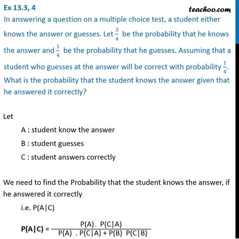 Ex 133 4 In Answering A Question On Multiple Choice Test