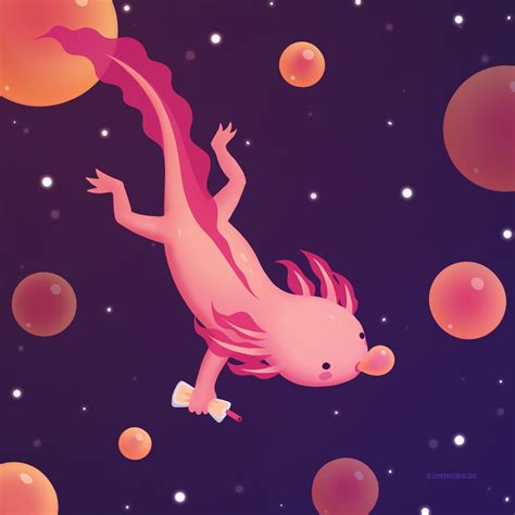 Axolotl In Space In 2021 Axolotl Kawaii Art Painting