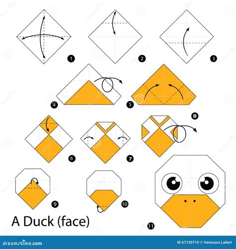 Step By Step Instructions How To Make Origami A Duck Face Stock