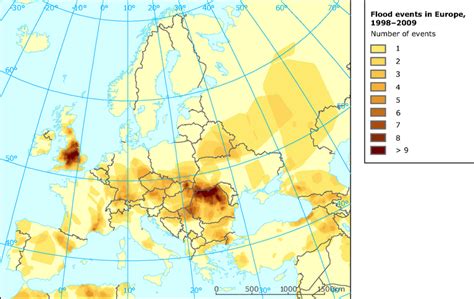 Occurrence Of Floods In Europe 19982009 Eps File