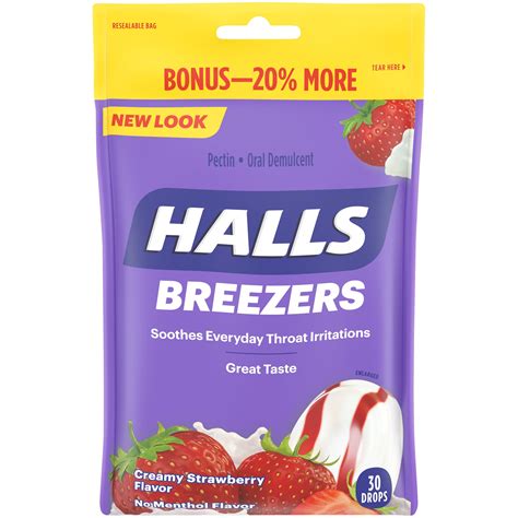 Halls Breezers Creamy Strawberry Cough Drops Count Walmart Com Walmart Com