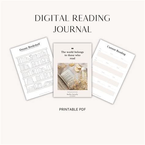 Digital Reading Journal Printable Book Tracker Etsy