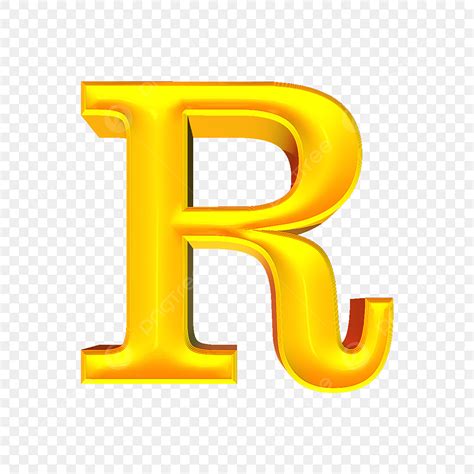 Alfabeto 3d Letra R Aislado Sobre Fondo Transparente De Color Amarillo
